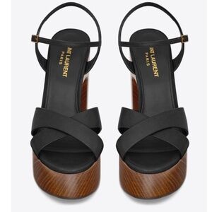 Saint Laurent Bianca Platform Sandals in Smooth Leather